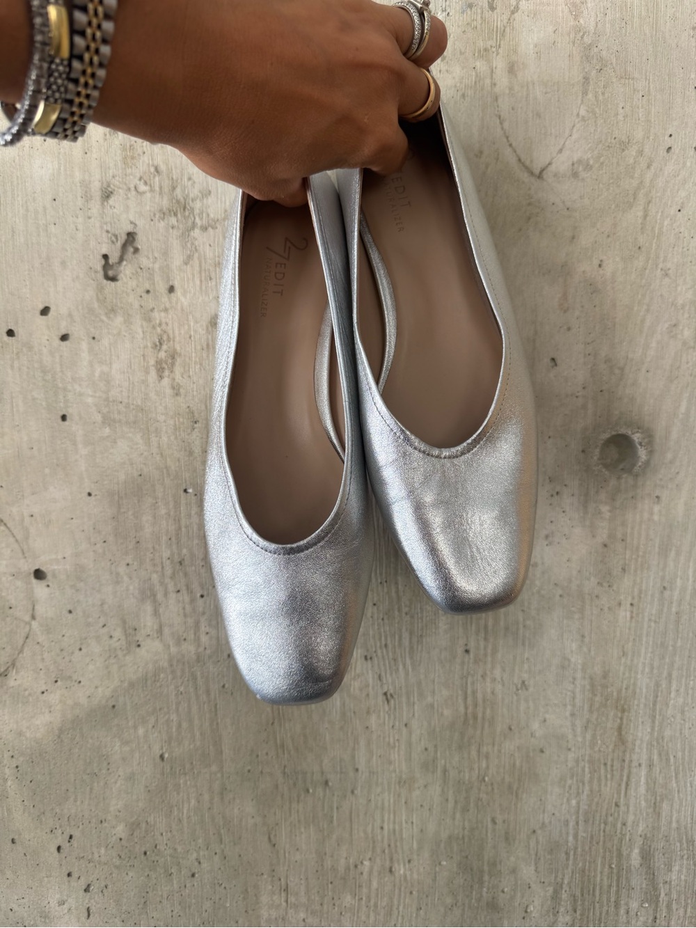 Naturalizer Silver Metallic Women's Ballet Flats - Picture 3 of 7
